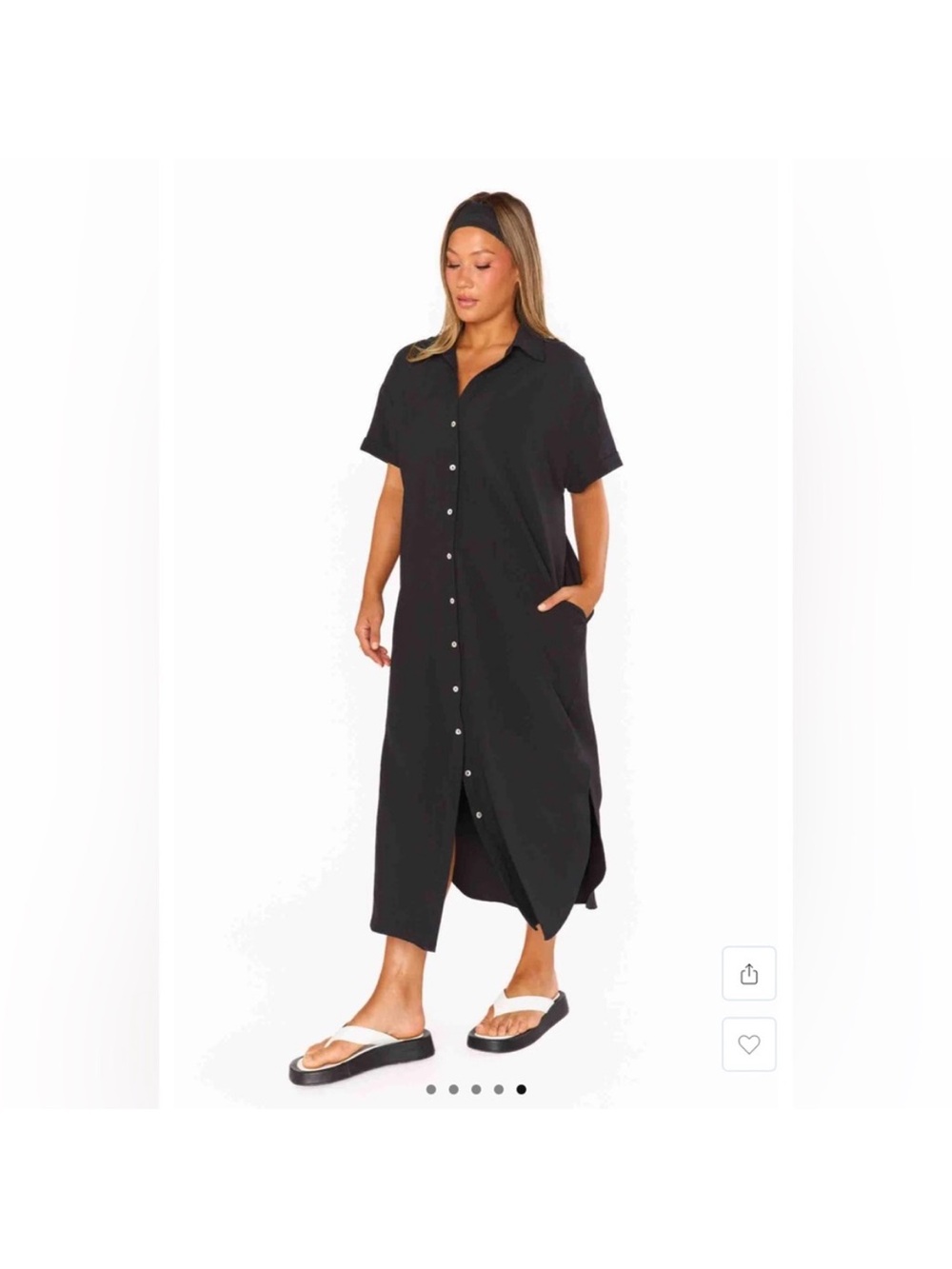 Show Me Your MuMu Black Button-Front Maxi Shirt Dress - Picture 4 of 9